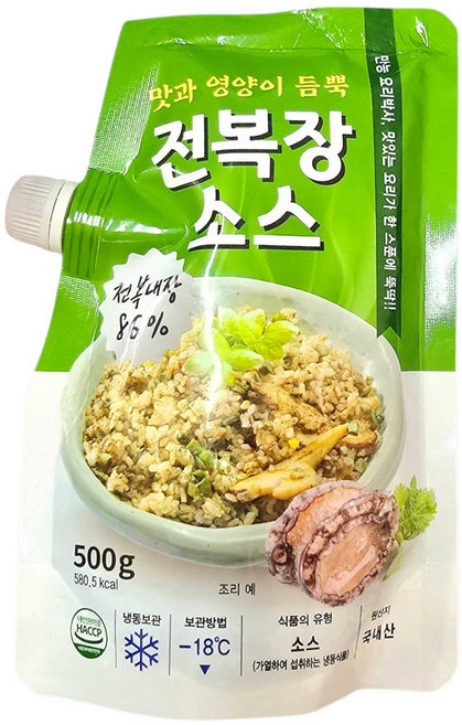 초산씨푸드 국내산 전복장 소스 500g 전복내장 86%, 3개