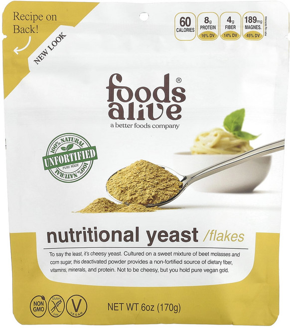 건강챙기세요 Foods Alive 슈퍼 푸드 비강화 영양 효모 170g(6oz) 백살까지오래오래, FoodsAlive슈퍼푸드비강화영양효모170g(6oz), 170g, 1개