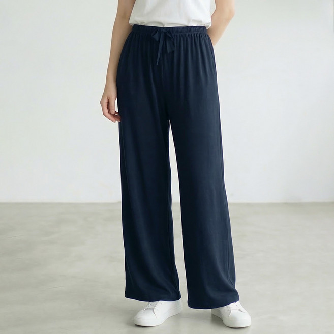 미미캐츠 1+1 국산 시원한 ITY 와이드 쿨 여름 여성 밴딩 팬츠 2매 MC7109