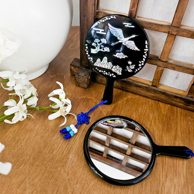 오늘놀이 전통 자개 아크릴 손거울 반짝반짝 스티커 포함 DIY 키트 나전칠기 KC인증, 1개