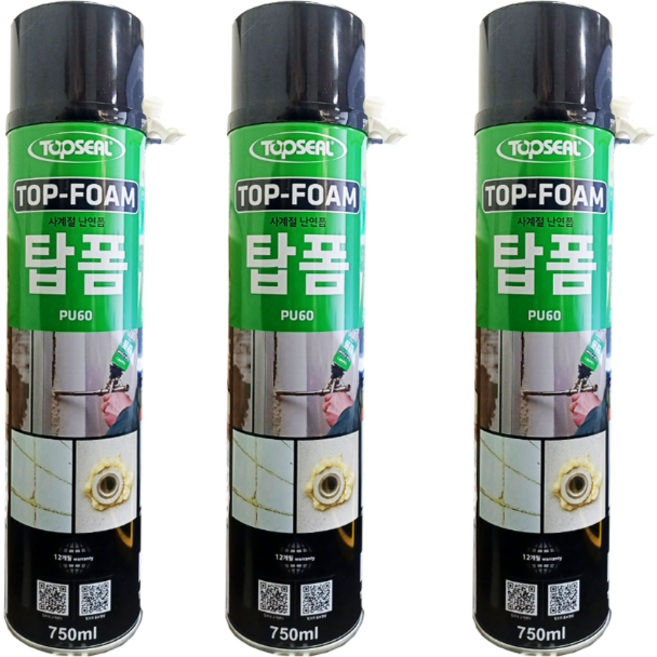 탑폼 사계절 난연 우레탄폼 스프레이형, 3개