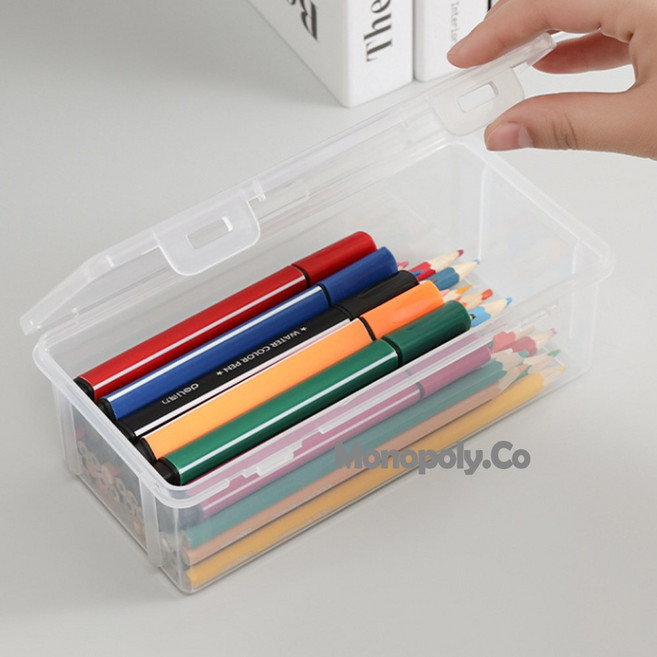 대용량 투명 플라스틱 케이스 보관 수납 정리함, 19X9X6, 1개