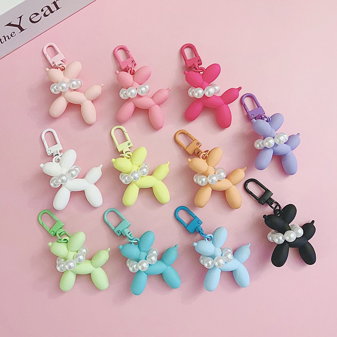 NEW 진주 풍선 푸들 강아지 키링 열쇠고리 가방장식, 1개, 스카이