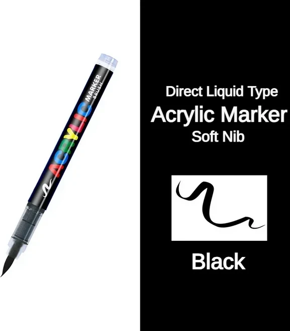 아크릴 페인트 펜 브러시 마커 펜 바위 그림 돌 세라믹 유리 DIY 미술 용품 문구, 09 Black Marker
