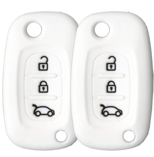 르노 SM5 SM3 SM7 (호환가능) 3버튼 실리콘 스마트키케이스 1+1, 화이트, 2개