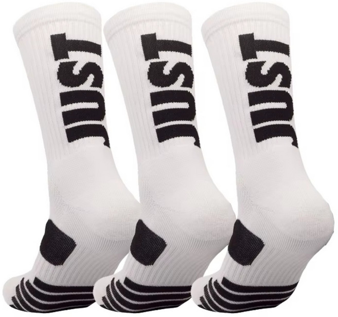 NPNG JUST DO IT 도톰한 장목양말 농구 등산 헬스 요가 스포츠 긴목 양말 2color, 3개, JUST화이트