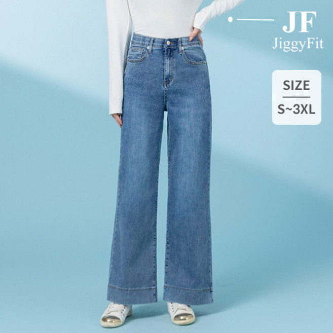 [지기핏] 여성 청바지 와이드 스판 히든밴딩 데님 팬츠 3컬러 S~3XL