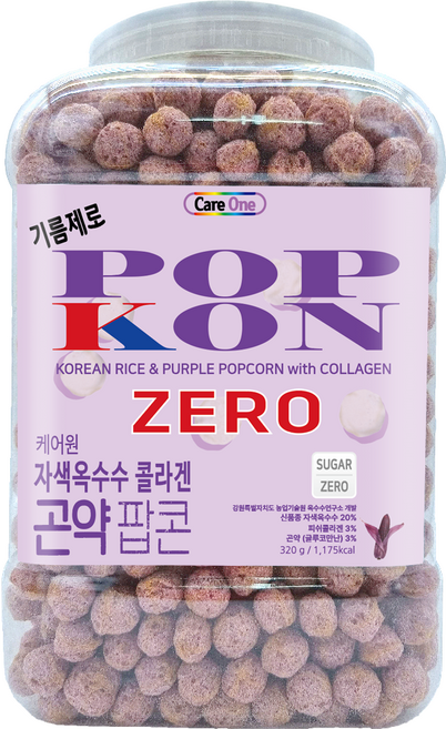 케어원 기름 제로 자색 옥수수 콜라겐 곤약 팝콘, 320g, 1개
