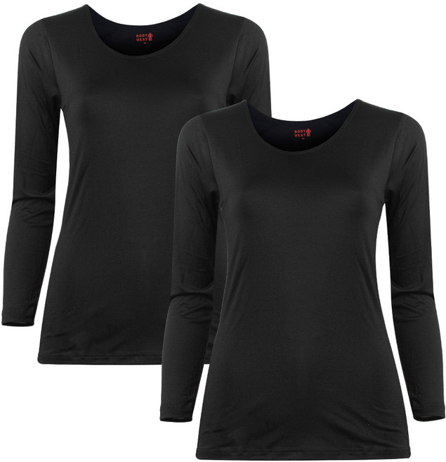 BYC 보디히트 발열내의 뉴베이직 남녀 긴팔 티셔츠 2매세트 / 내복상의 언더셔츠