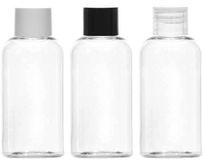 [10-25개묶음판매] 스킨캡 단마개용기 50ml 60ml 75ml 80ml 100ml 공병 화장품 소분 용기 허브스프레이공병, 50ml(타원형) 투명용기, 검정캡, 10개