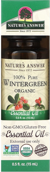 Nature's Answer 100% 순수 유기농 에센셜 오일 윈터그린 15ml(0.5fl oz), NaturesAnswer100순수유기농에센셜오일윈터그린, 1개, 15ml