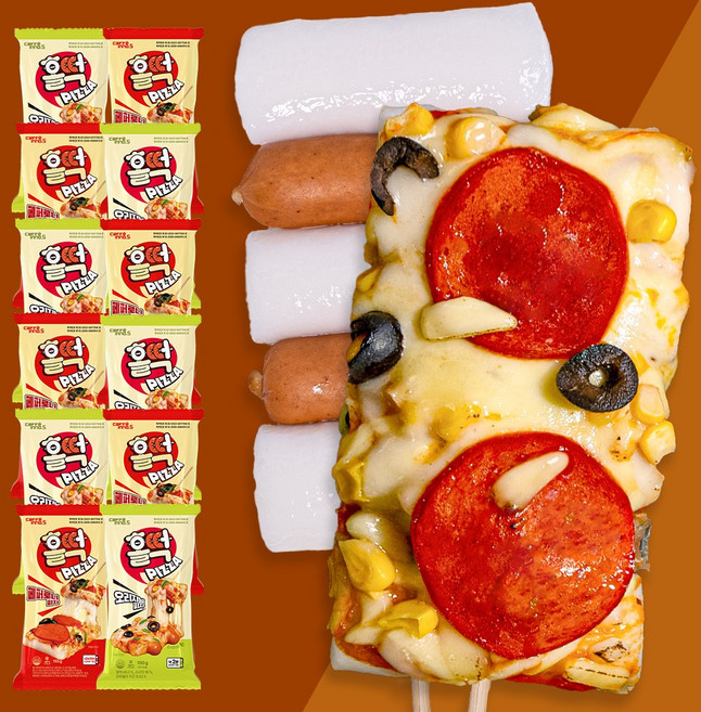 [홀떡피자] 소떡위에 피자 2종 (오리지널 2팩 + 페퍼로니 2팩), 3세트, 610g
