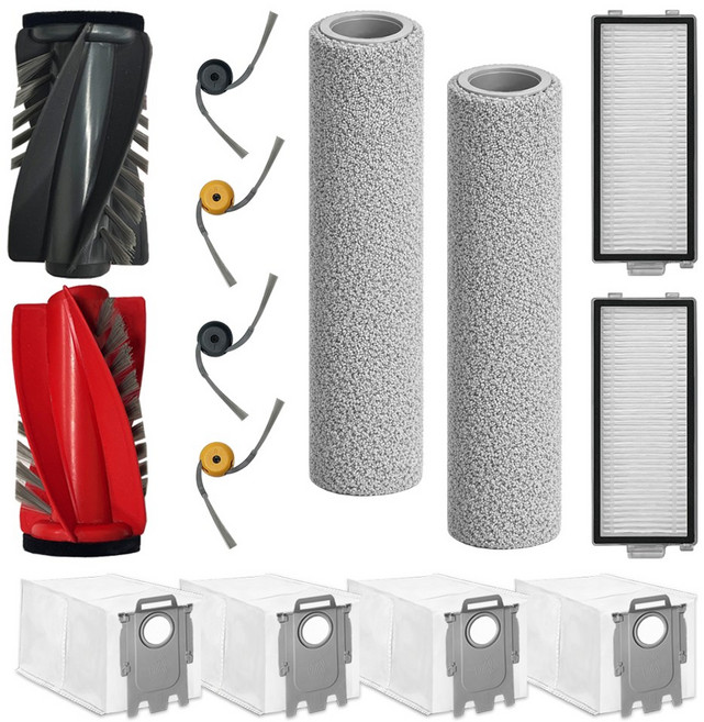 [호환] BNC INT 로보락 큐레보 커브 Q Revo Curv 2 Flow 소모품 SET 필터 메인 브러쉬 물걸레 먼지봉투 더스트백, 1세트, 11개