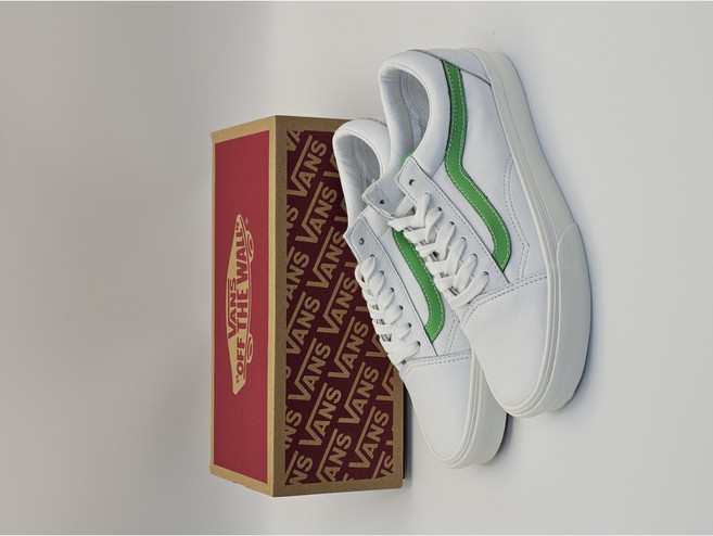 반스 올드스쿨 - (레더) 화이트:그린 캐주얼 운동화