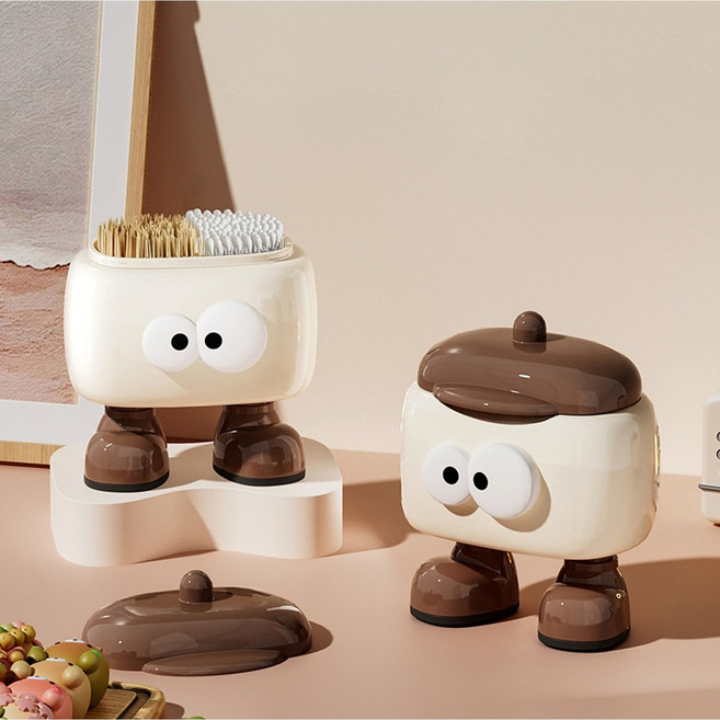 당일출고_인벤티브 면봉&이쑤시개 정리함 다용도 수납정리함 2칸, 화이트, 1개