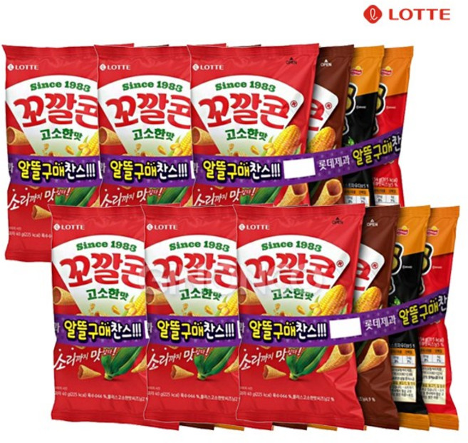 롯데 꼬깔콘 치토스 4번들 188g 옥수수 과자 스낵 무배, 6개