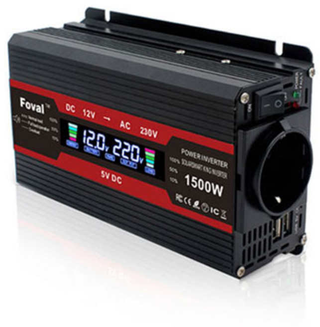 녹원 차량용 인버터 1500W 24V 220V 유사계단파 LCD 파워인버터 캠핑 차박 전원변환기, 1개