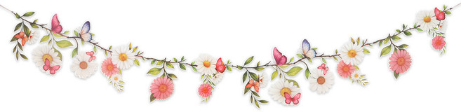 파티짱 투명 꽃잎 연결 가랜드 PVC 생일 파티 가든 소품 홈파티 브라이덜 샤워 봄 리스, 투명꽃잎연결가랜드 (핑크화이트나비), 1개