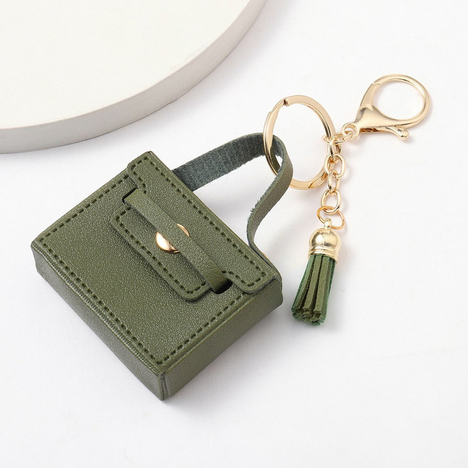 SZ3008 미니 가방 키링 에어팟 케이스, 1개, 카키
