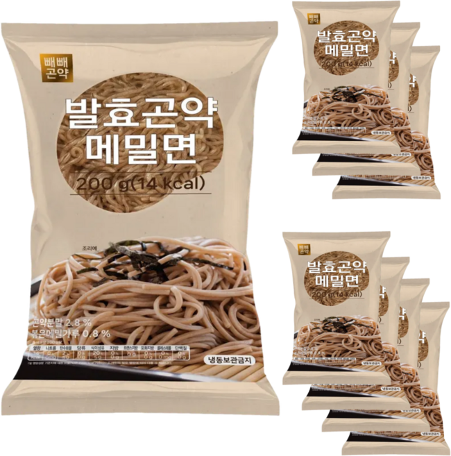 빼빼곤약 발효곤약 메밀면 저칼로리 저탄수화물 곤약면 14kcal, 200g, 8개