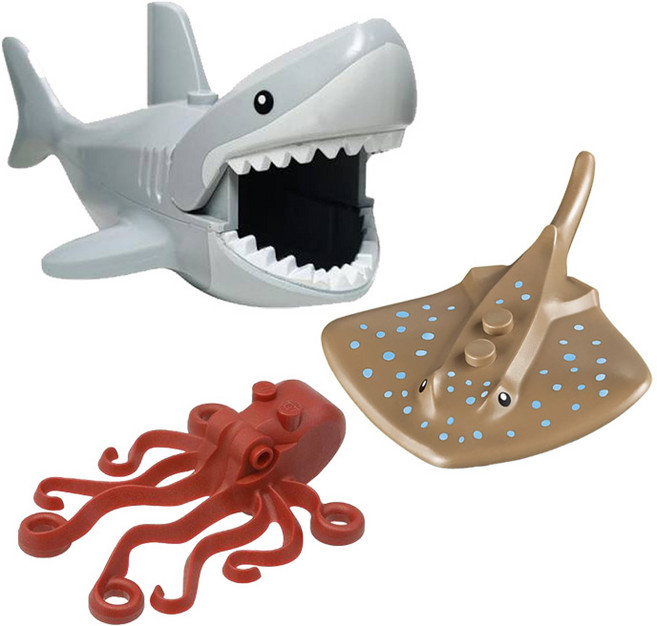 바다동물 3종 세트 호환블럭 브릭미니피규어 취미/수집/장식/컬렉션용 커스텀 블록피겨, 04. 바다동물 3종 세트, 1개