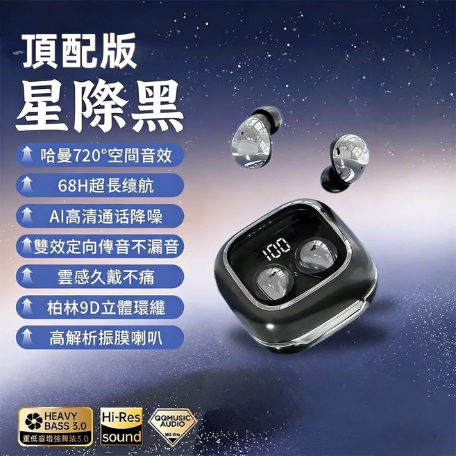 藍芽耳機 睡眠耳機 小型耳機 無線藍牙耳機 入耳式耳機 隱形耳機 超長續航 降噪耳機 微型藍芽耳機, 黑色, 【雙藍牙+ENC主動降噪+環繞音】
