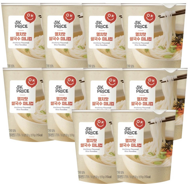 5K프라이스 멸치맛 쌀국수 미니컵, 10개, 59g