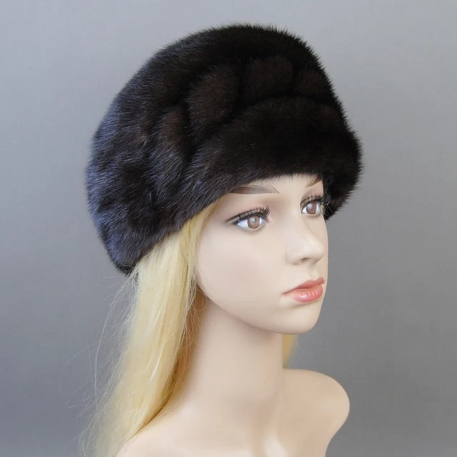 귀도리 모자 남녀공용 천연 밍크 모피 베레모 겨울 눈 봄버 모자 럭셔리 여성 진짜 판매 2023 신제품