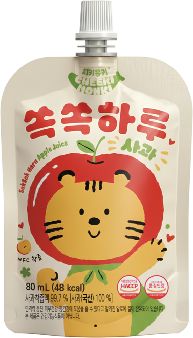 치키몽키 쏙쏙하루 사과 NFC 착즙, 10개, 80ml