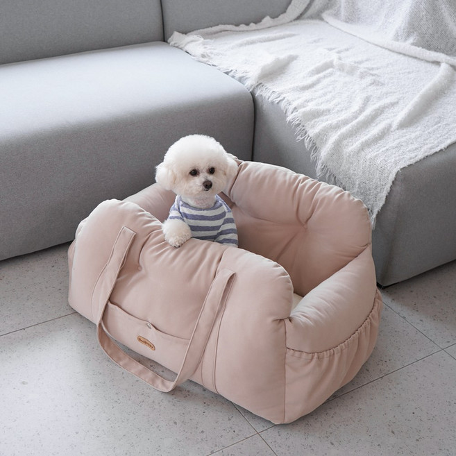 개과천선 하이브 강아지 카시트 드라이빙킷 차시트 이동장 외출 용품 다견다묘 풀커버 대형견, 밀리 베이지, 1개