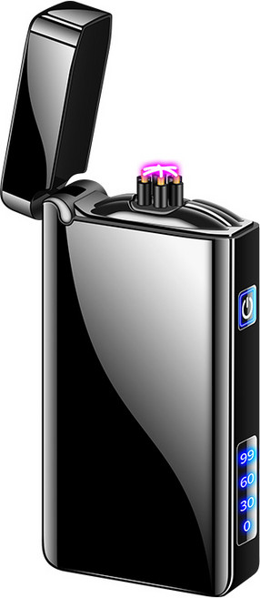 PYHO 충전식 라이터 아크 방풍 방수 조절 조명등 전력량 표시 남성 선물