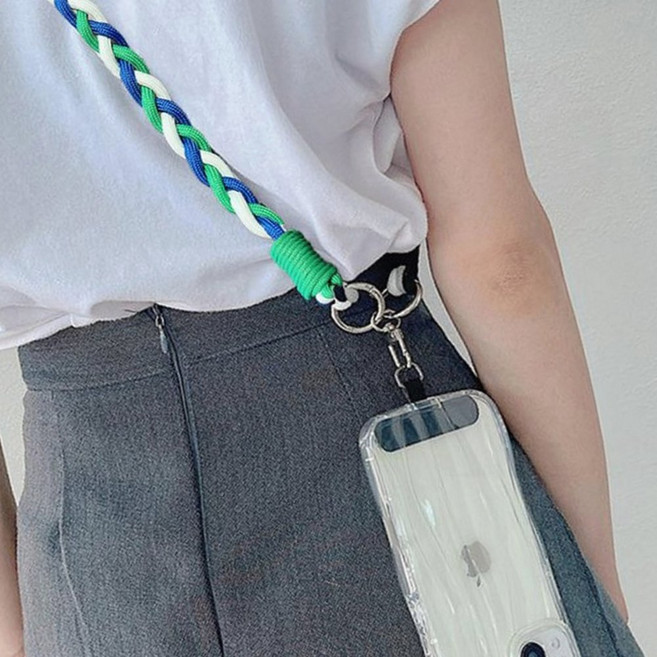 목걸이 줄 스마트폰 고리 분실 방지 스트랩 목 걸이형, 1개, yuna  B001 [꽈배기]노랑블루