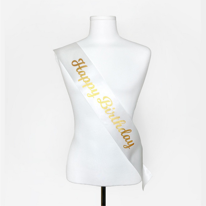 어깨띠 생일파티 주인공 미스코리아, 1개, 화이트