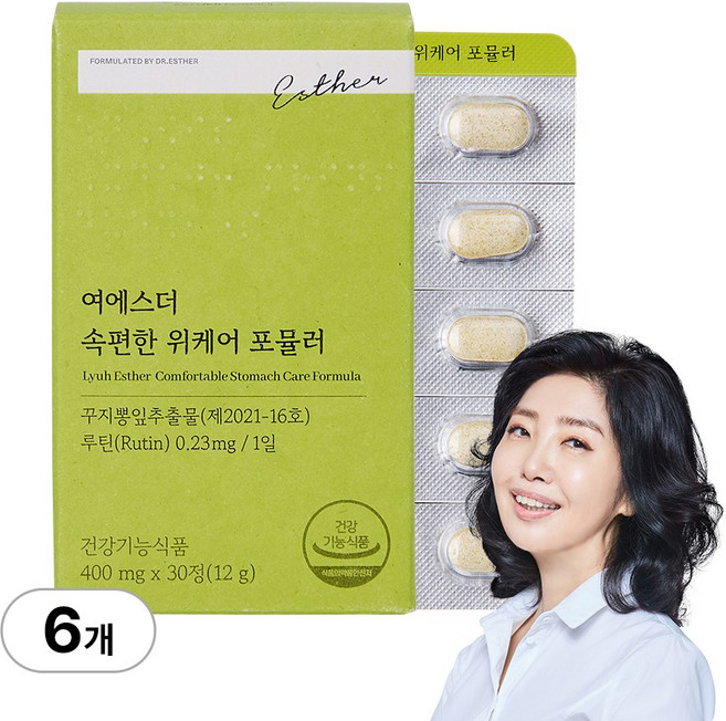 [본사직영] 여에스더 속편한 위케어 포뮬러 (위 건강 기능성 원료 100% 식물성 국내 특허 보유) 국민영양 프로젝트, 30회분, 6세트