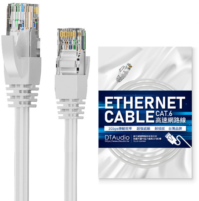 DTAudio Cat.6 網路線 高速寬頻 乙太網路線 RJ45 路由器連接線, 白色, 1個, 30m
