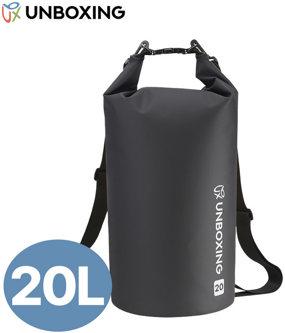 언박싱 아웃도어 드라이백 방수가방 물놀이 워터밤 생존 수영 가방 생활방수 대용량, 20L, 블랙