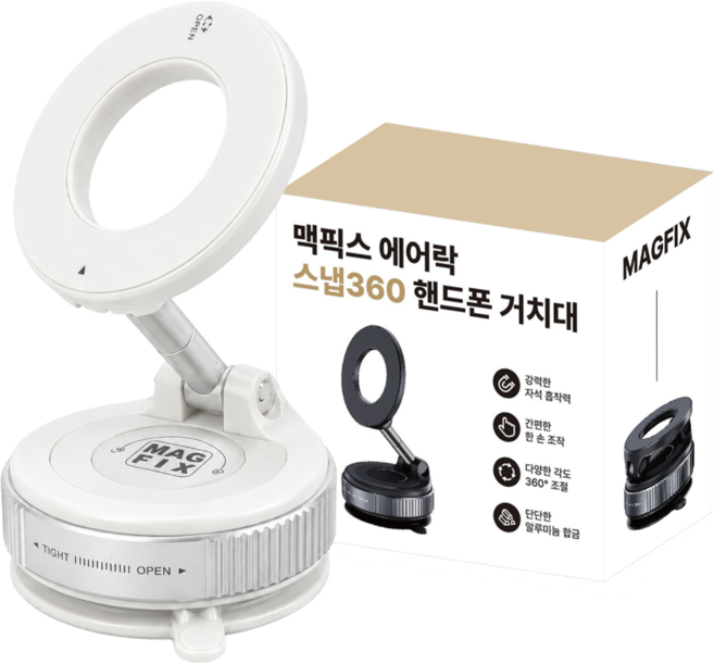 맥픽스 에어락 스냅 360 핸드폰 거치대, 화이트