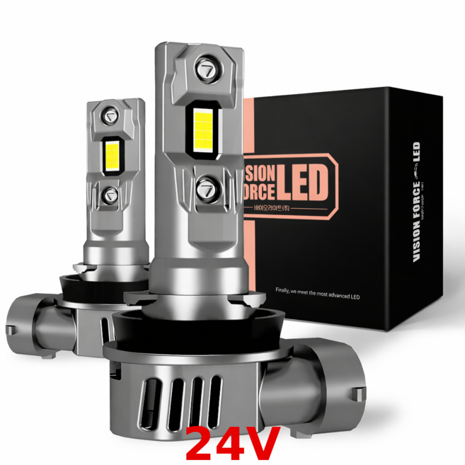 바이오라이트 비전포스 24V H7 H4 H11 LED 헤드라이트 상용차 트럭 버스 전조등 상향등 하향등 안개등 고광량 1세트, 2개