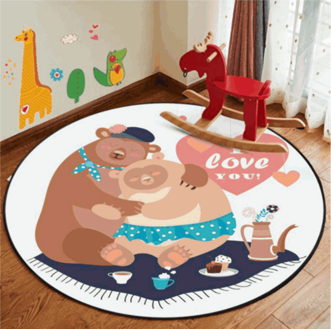 홍산 캐릭터 원형 카페트 러그
