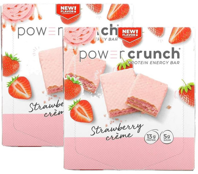 BNRG 비엔알지 파워 크런치 프로틴 에너지 바 딸기 크림 12p 480g, 2개
