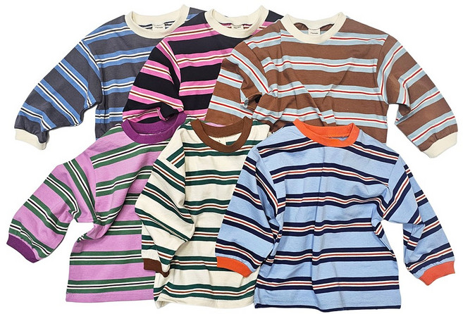 투톤단가라티 유아동 티셔츠 키즈 여아 남아 스트라이프 긴팔티 면티 봄 가을 국산아동복