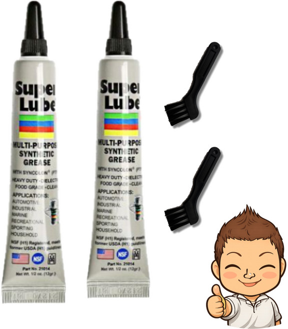 슈퍼루브 테프론 구리스 12g 튜브형 브러쉬 세트 2개 미국산 미제 키보드 커피머신 식품용 식용 윤활제 방청 고온 내열