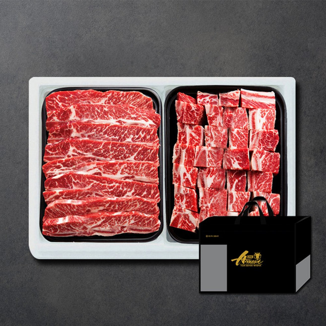 [에이원미트][냉동] 초이스 미국산 갈비 종합세트 (찜갈비2kg + LA갈비 1.8kg), 1, 3.8kg
