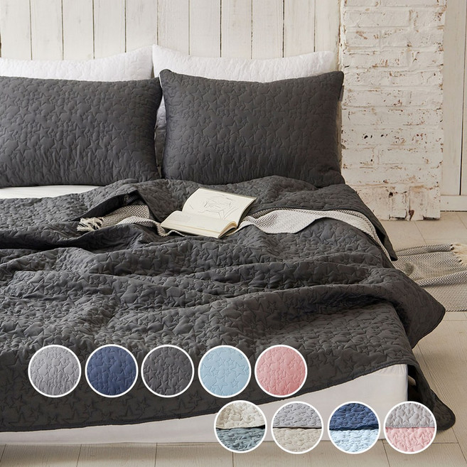 데시뉴 에센스 항균 누빔 이불겸 침대 스프레드, 차콜