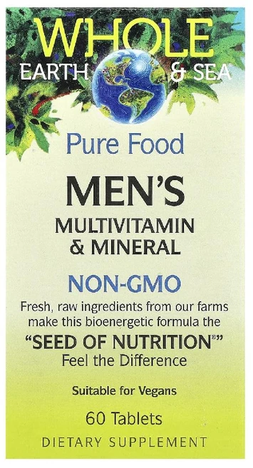 Natural Factors Whole Earth & Sea® 남성용 종합비타민 및 미네랄 60정 Factors (내추럴 팩터스), 1개 - 쿠팡