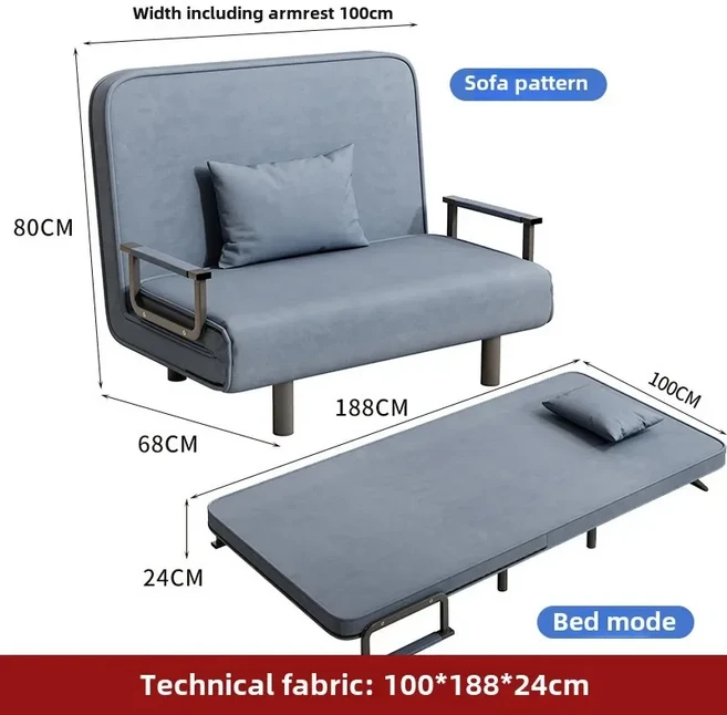 접이식 소파 침대 아파트 발코니 거실 텔레스코픽 다기능, 02  Dark green  100CM