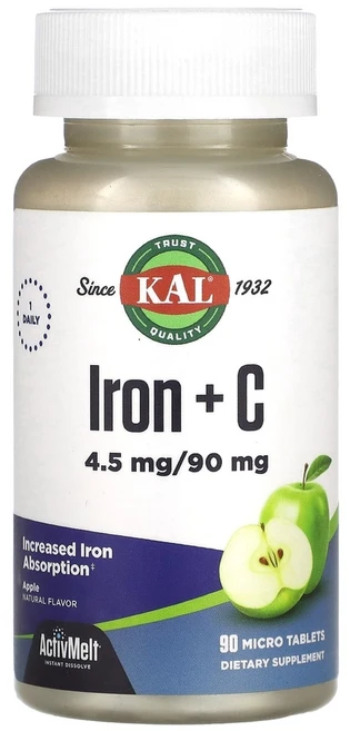 KAL Iron 플러스C 애플 90마이크로정, 90정, 1개 - 쿠팡