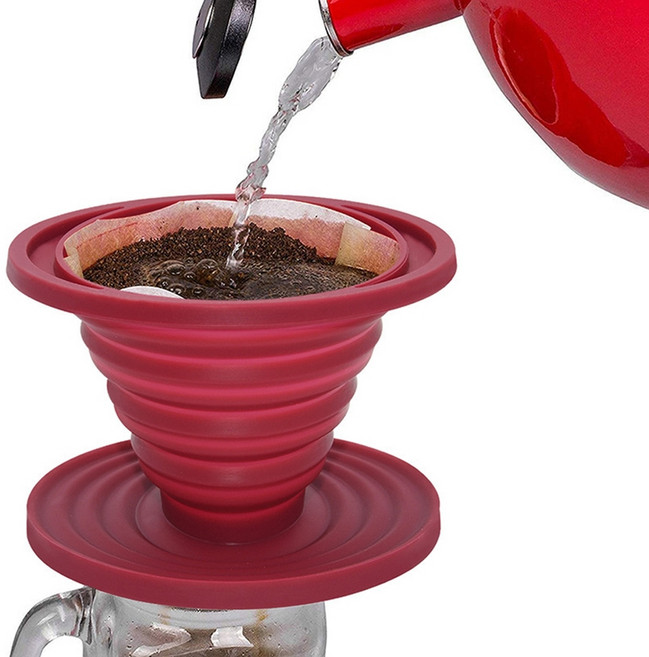 클레버 드리퍼 커피 콜드브루 메이커 클래버 1pc 접을 수있는 실리콘 드립퍼 필터 콘, 1개