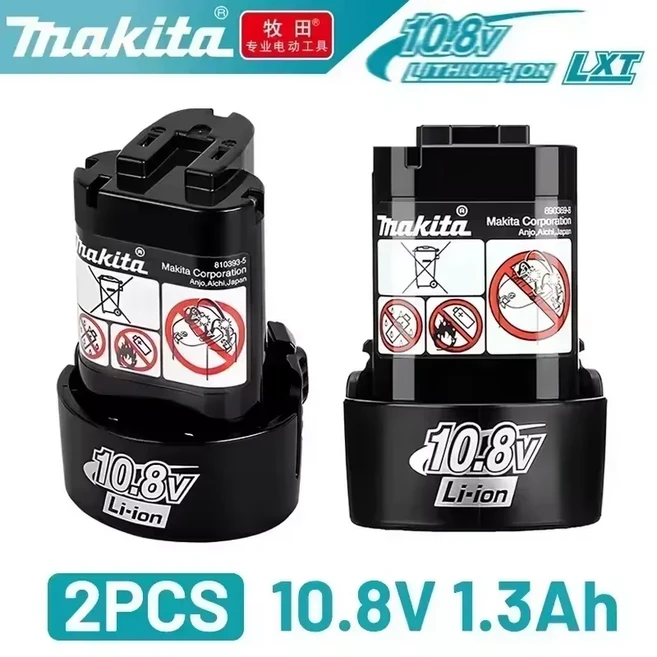 고용량 Makita 10.8V 12V 3000mAh 배터리 BL1013 BL1020 BL1030 Makita 전동 공구 TD090D DF030D 교체, 1)Makita 1.3AhX2, 1개