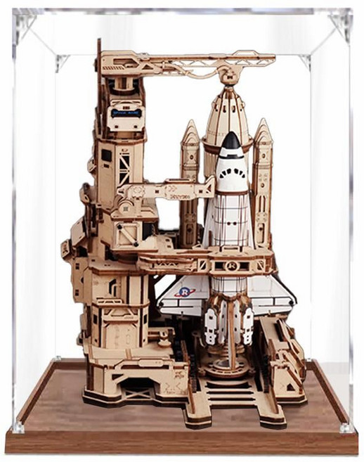 스페이스셔틀 우주왕복선 발사대 3D diy 미니어처 우드퍼즐, B. 투명 덮개+발사 시뮬레이션+조명